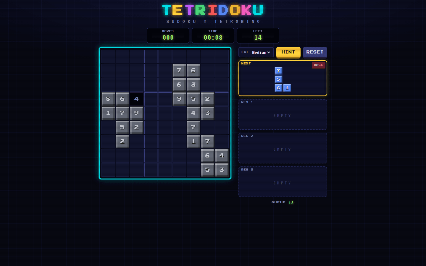 Screenshot of Tetridoku